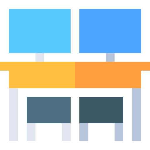 Desk employee office computer icon Desk employee office computer icon