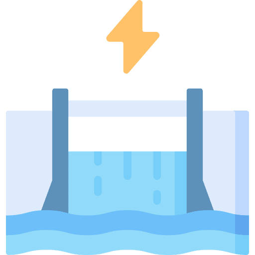 Hydroelectricity ecology and environment hydroelectric dam wave icon