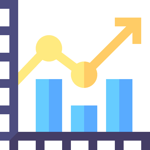 Graph statistics increase business and finance icon