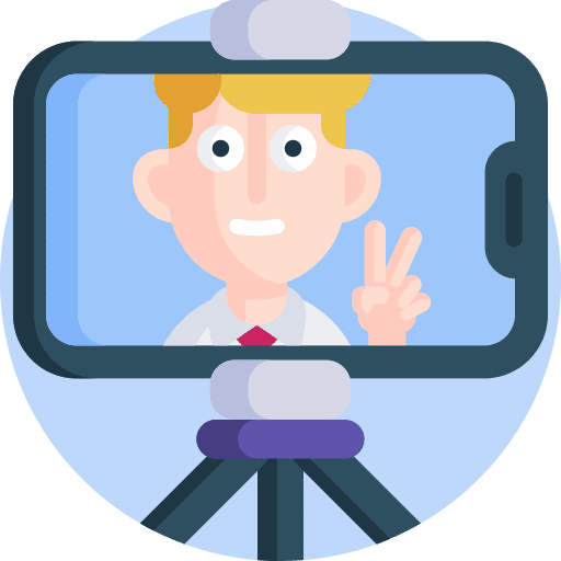 Commentator communications man smartphone icon