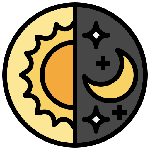 Day and night nature day time and date icon