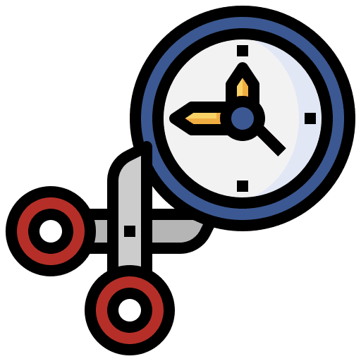 Cut time clock scissors time management icon Cut time clock scissors time management icon