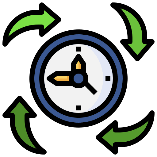 Hour time and date time management passing icon