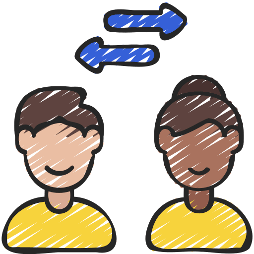 Peer to peer computer man lending icon