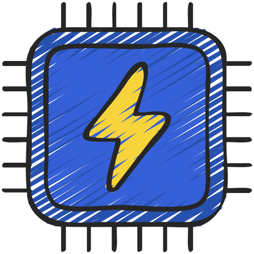 Processing electronics microchip chip icon