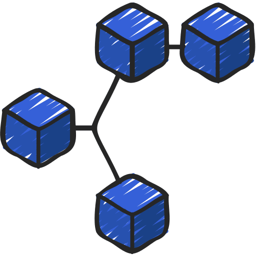 Blockchain business and finance orphan multi channel icon