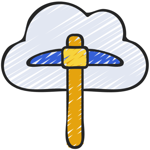 Cloud mining pick blockchain payment method icon