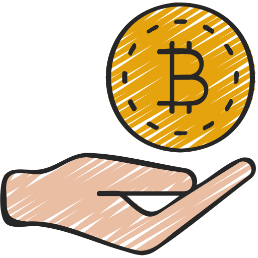Give bitcoin cryptocurrency hand ebitda icon