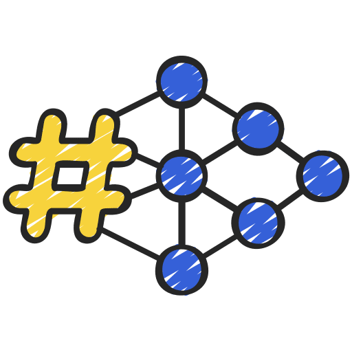 Hash rate connection machine learning seo and web icon