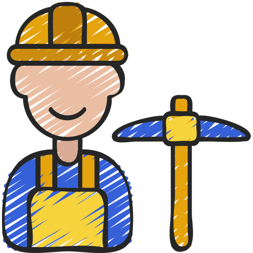 Miner labour bitcoin cryptocurrency icon