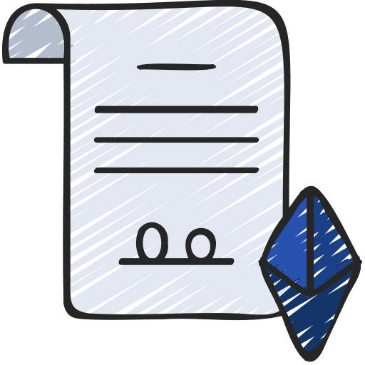 Smart contracts document business and finance chain icon