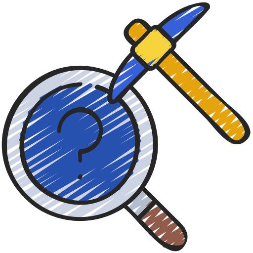 Speculate magnifying glass pickaxe currency icon