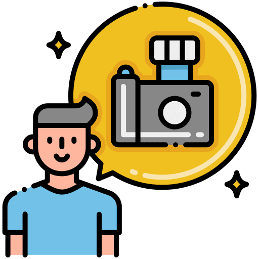 Photographer male occupation photo camera icon