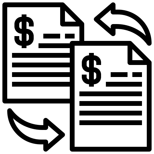 Document document exchange money icon Document document exchange money icon