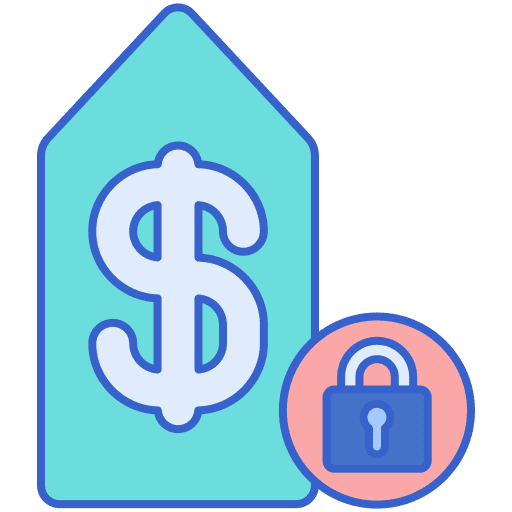 Pricing padlock money static icon