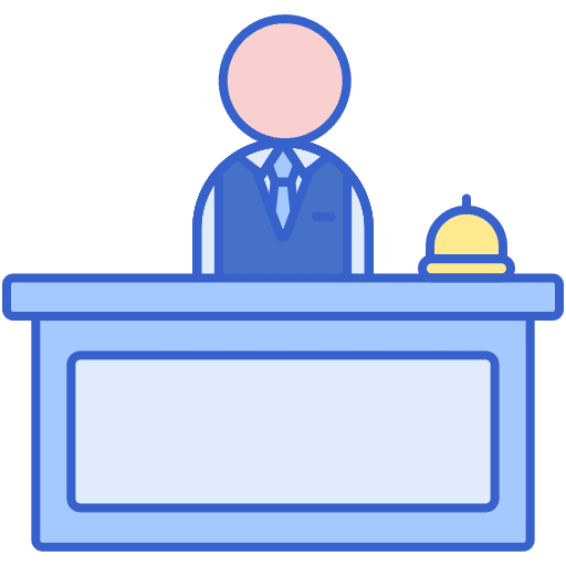 Reception desk professions and jobs reception desk hotel icon