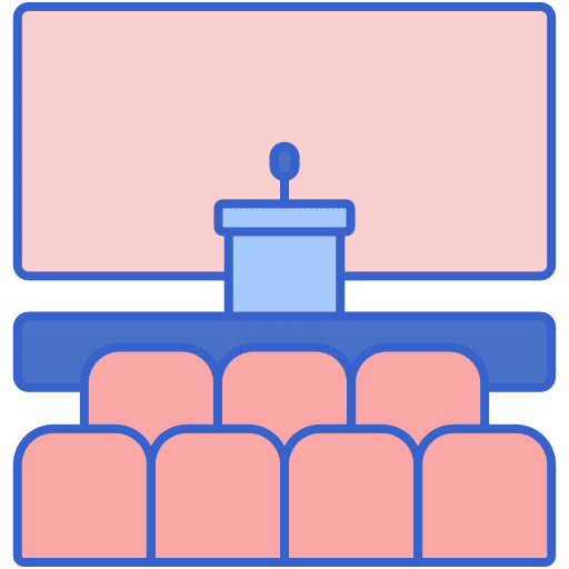 Conference classroom hall hotel icon