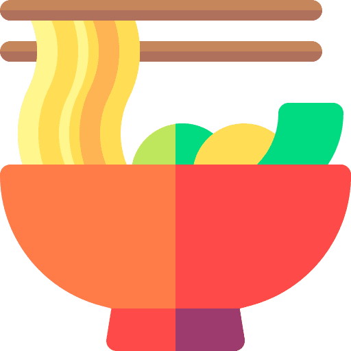 Noodle food and restaurant bowl chopsticks icon
