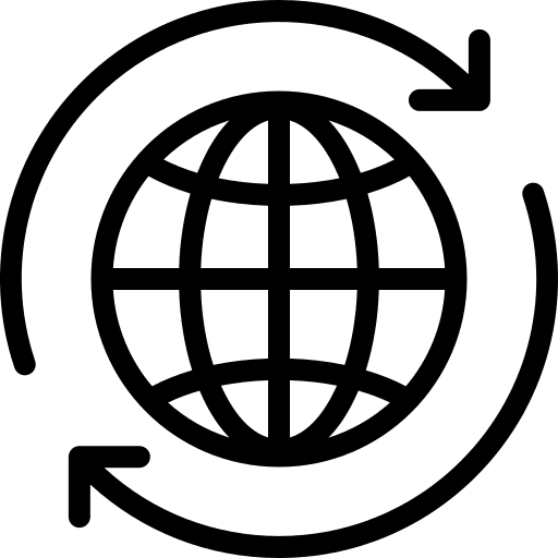 Globe sync cycle communication icon