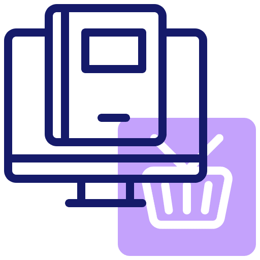Desktop ecommerce book commerce and shopping icon
