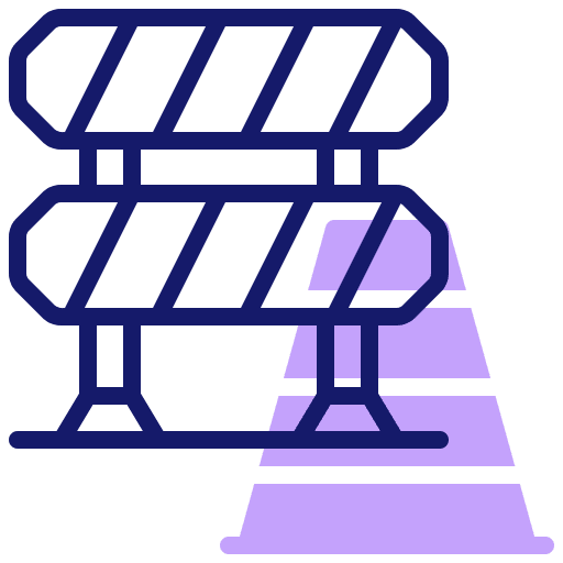 Road barrier signaling security cone icon