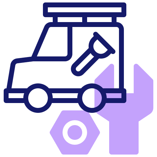 Car technician transport car icon