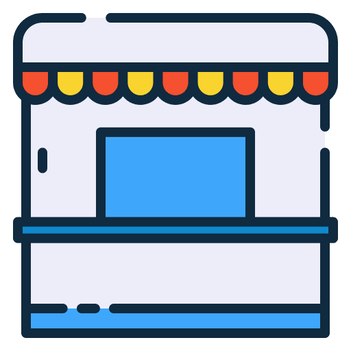 Food stand architecture and city street food market icon Food stand architecture and city street food market icon