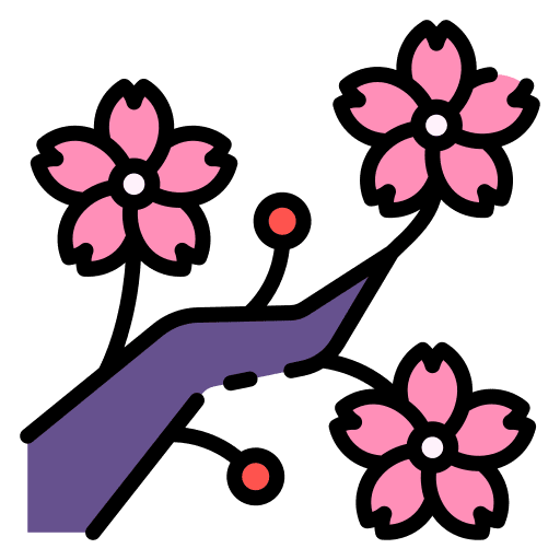 Sakura petals flowers botanical icon