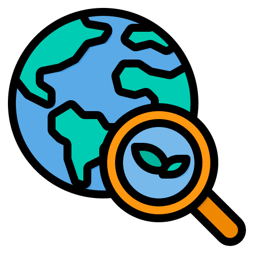 Planet earth plant planet earth magnifying glass icon