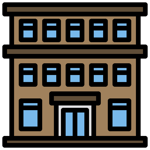 Hotel hostel vacations building icon
