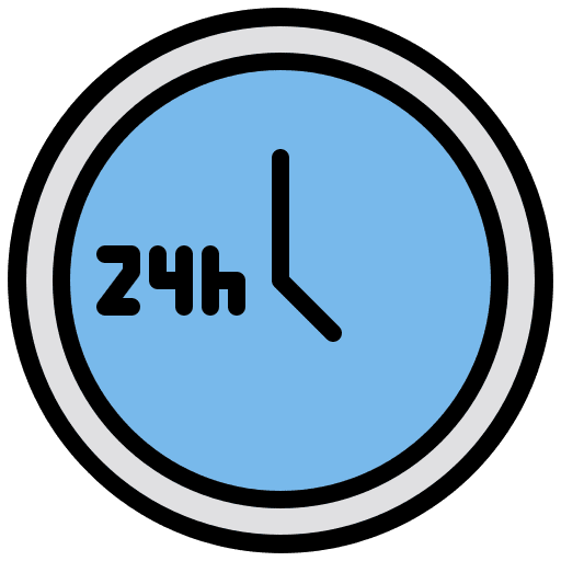 Clock open 24 hours delivery 24 hour clock icon