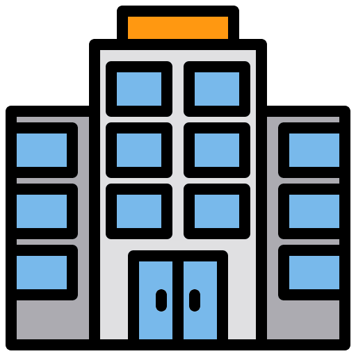 Hotel architecture and city hotel holidays icon