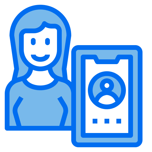 Phone call device communications woman icon Phone call device communications woman icon