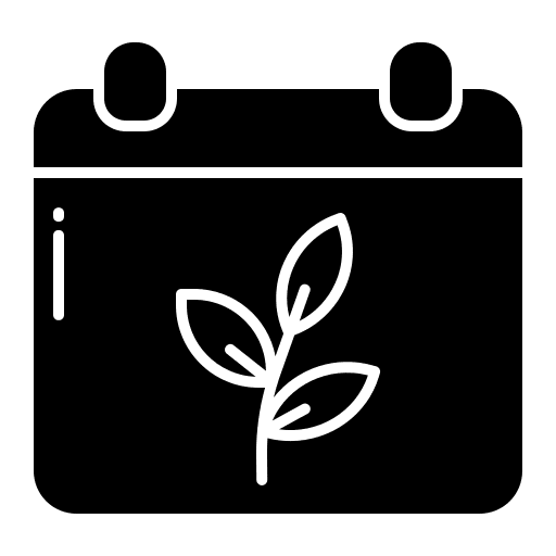 Calendar leaf time and date plant icon