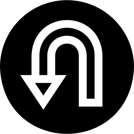 U turn direction traffic sign way icon