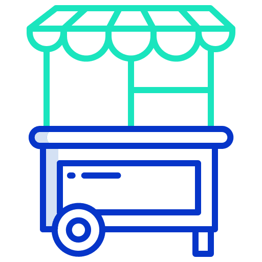 Food cart booth amusement park stall icon Food cart booth amusement park stall icon