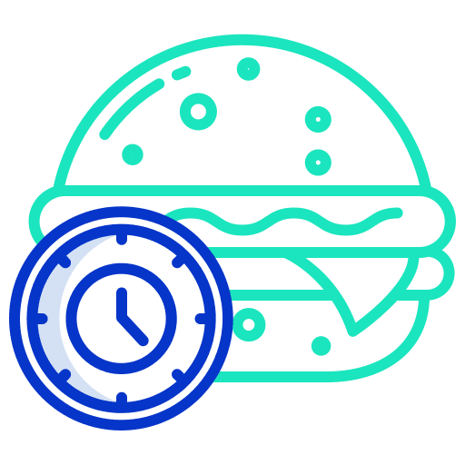 Burger clock food and restaurant fast food icon Burger clock food and restaurant fast food icon