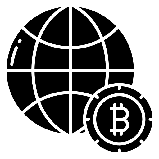 Globe world financial bitcoin cryptocurrency icon