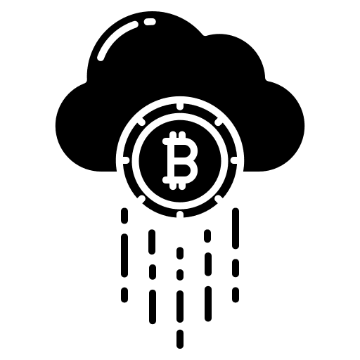 Cloud cryptocurrency storage computing icon