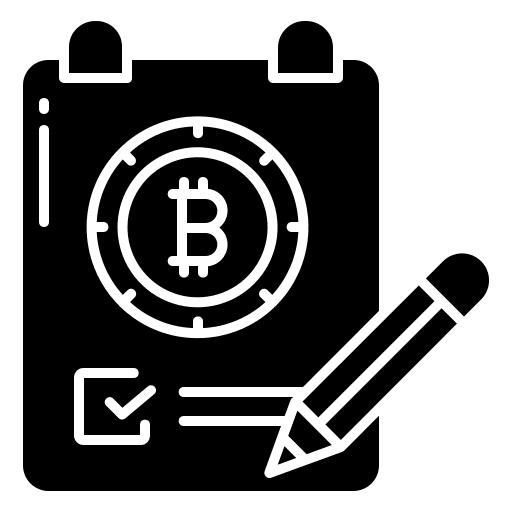 Note business and finance bitcoin pencil icon