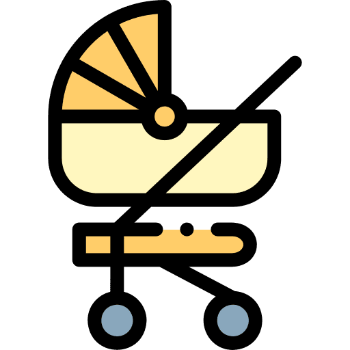 Baby stroller pram nursery transportation icon