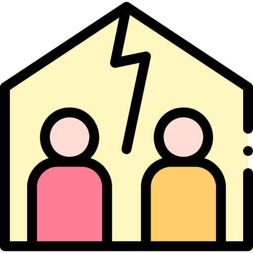 Broken break up family divorce icon