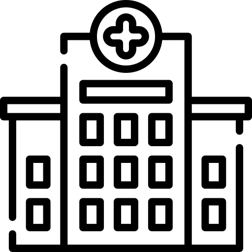 Hospital healthcare and medical urban health clinic icon