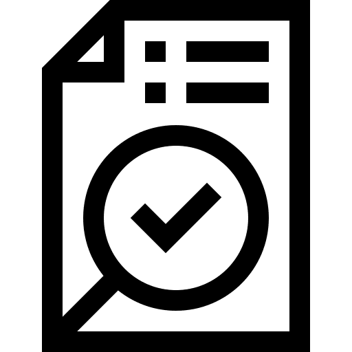 Assess check document magnifying glass icon