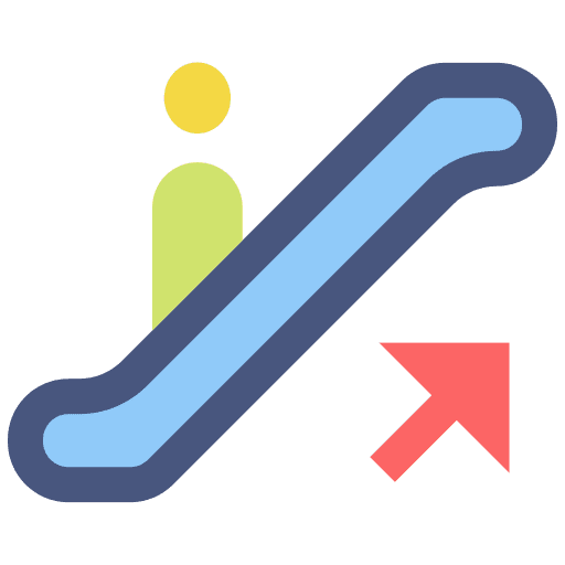Escalator transport stairs shopping center icon
