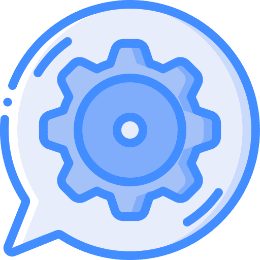 Gear settings conversation communications icon Gear settings conversation communications icon