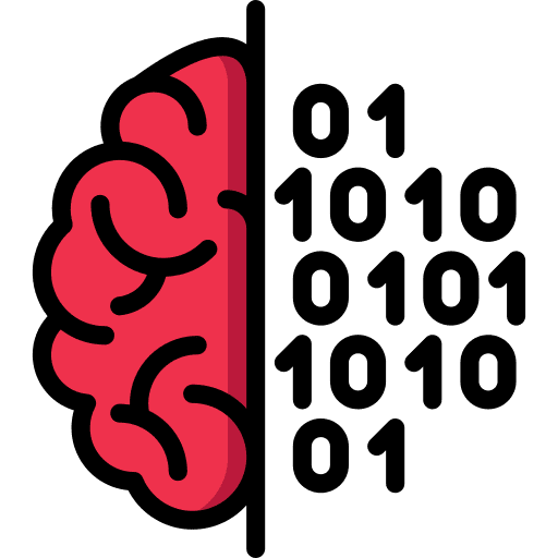 Brain artificial intelligence binary code computer icon