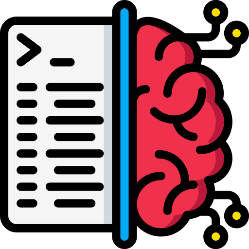 Coding artificial intelligence machine learning seo and web icon