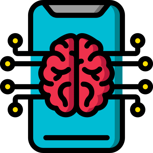 Smartphone brain smartphone artificial intelligence icon Smartphone brain smartphone artificial intelligence icon