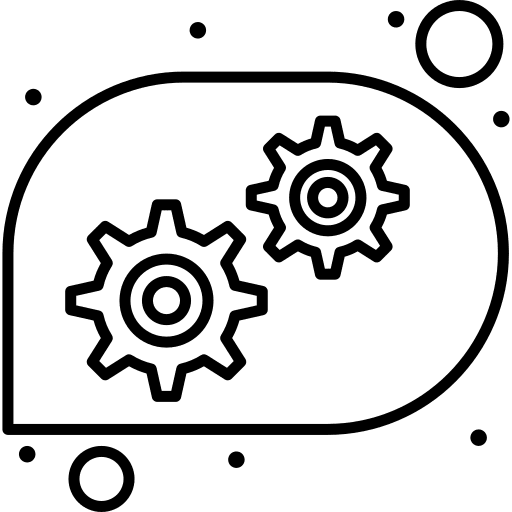 Gear three interface communications icon Gear three interface communications icon